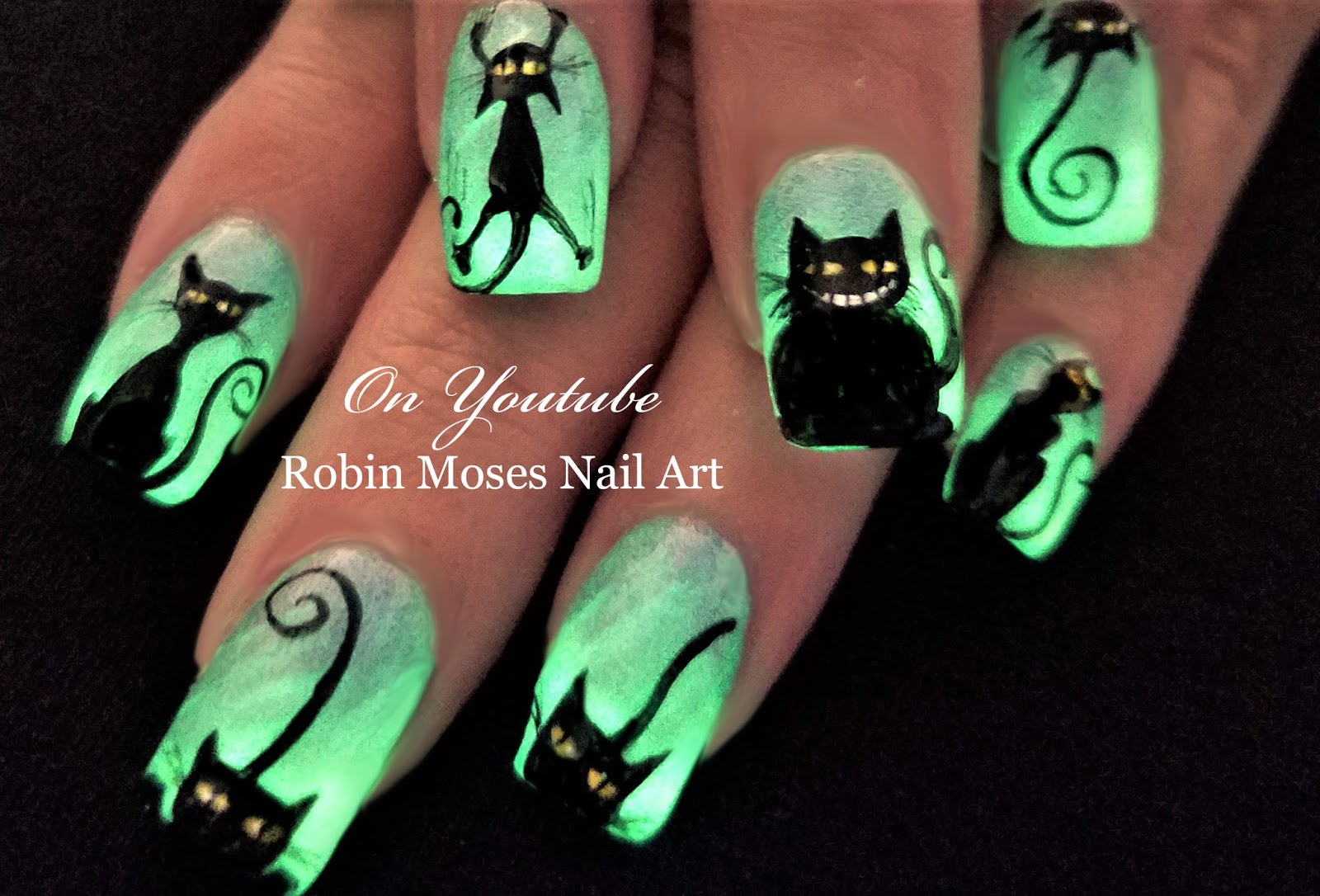 Nail Art By Robin Moses Spider Nails Easy 3d Halloween 2017 Glow In The Dark Nail Art Design Tutorial