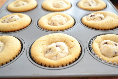 Vanilla cupcakes with a cookie dough center and a delicious, classic vanilla buttercream frosting. Life-in-the-Lofthouse.com