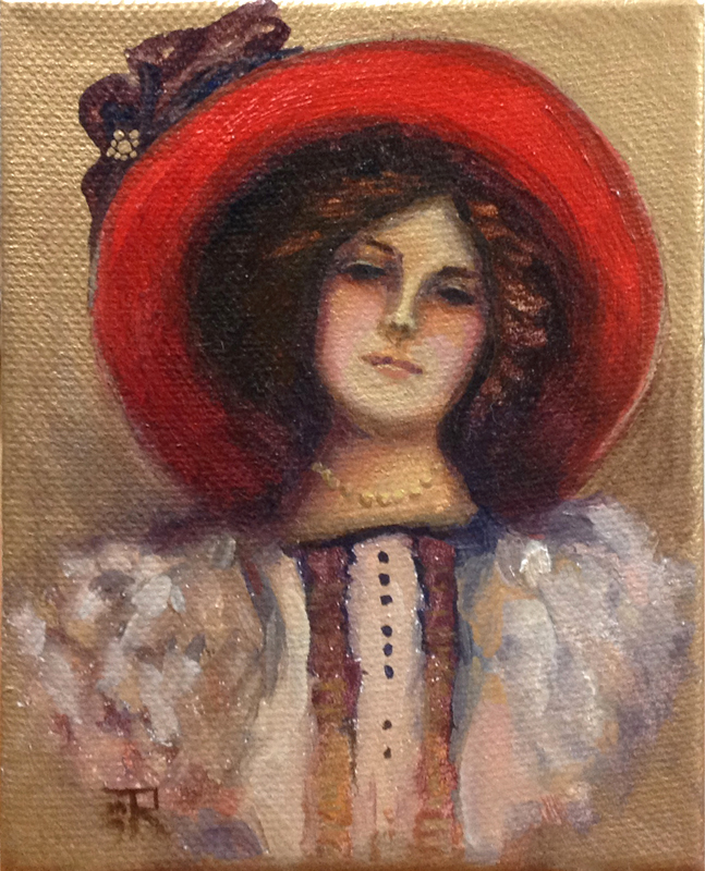 Portrait Artists International "Red Hat Lady" 2 oil painting by