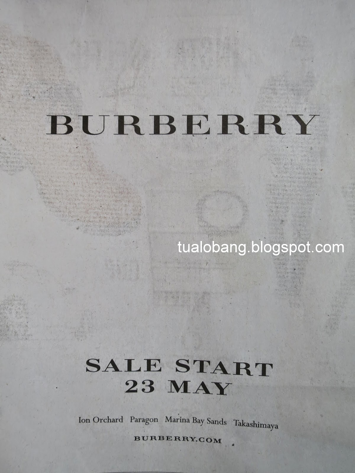 Lobang: BURBERRY Sale 23 May