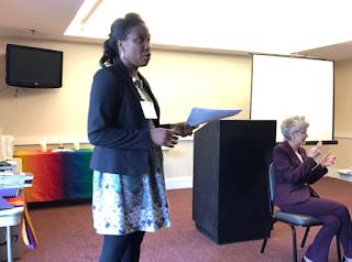 Sabrina Rodgers of GBGM reports, Bishop Johnson interprets ASL
