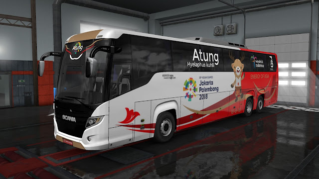 Skin Asian Games 2018 Untuk Bus Scania Touring EP3.5 Euro Truck Simulator 2