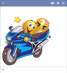 Smileys riding motorcycle