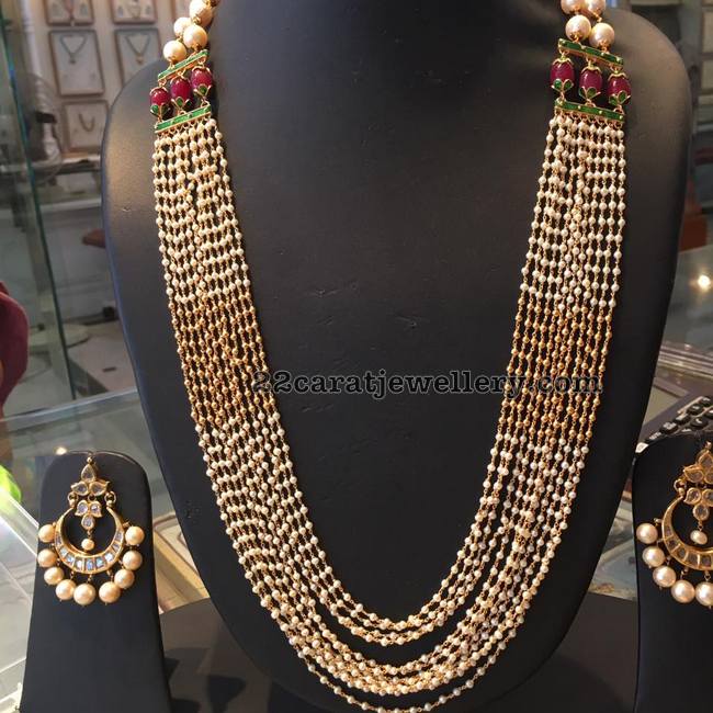 Multi String Pearls Chain Chandbalis - Jewellery Designs