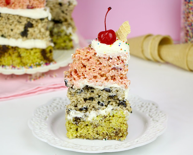 {VIDEO} NoBake Rice Krispies Treat Ice Cream Cake Mint Chip, Cookies