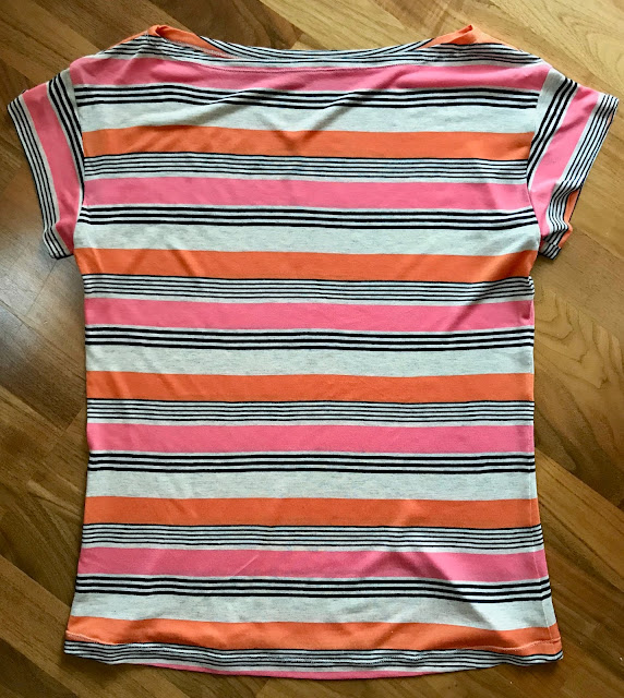 Diary of a Chain Stitcher: MIY Collection Beginner's Guide to Dressmaking T-Shirt in Striped Cotton Rayon Jersey from Girl Charlee