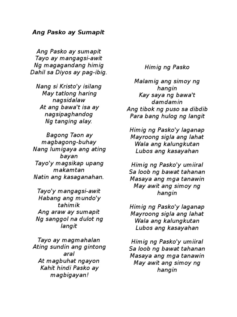sa araw ng pasko lyrics - philippin news collections