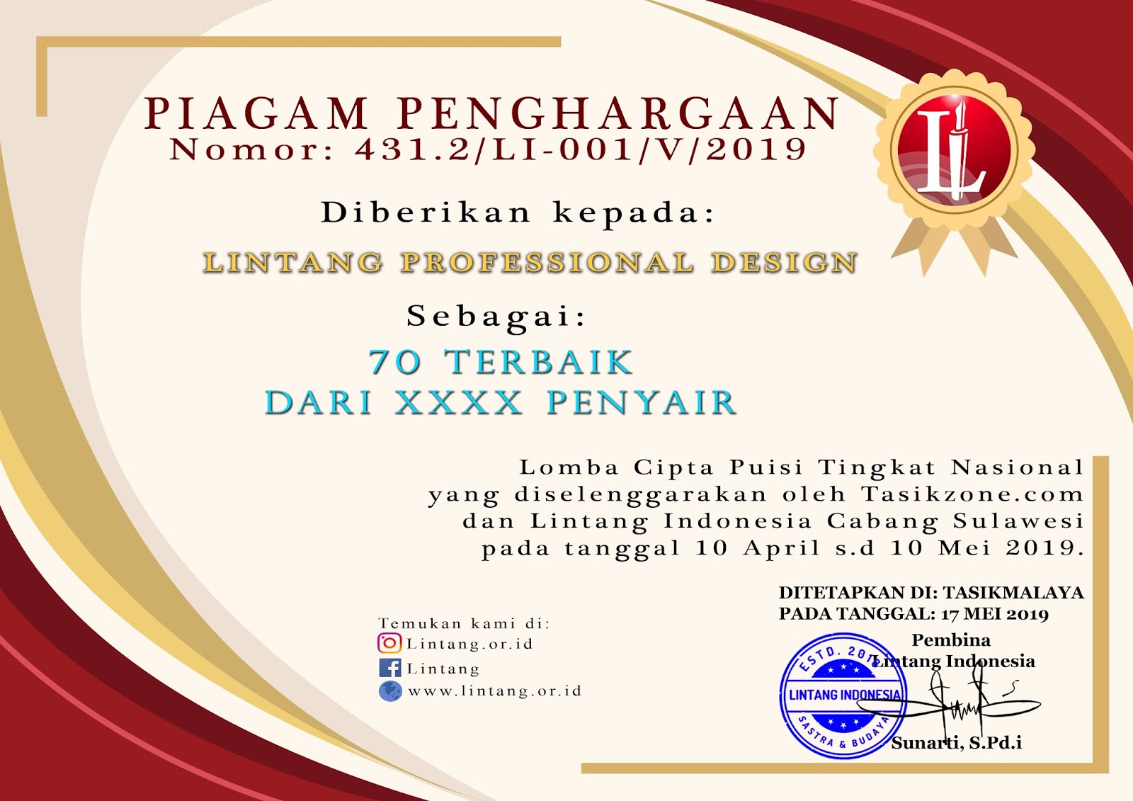 Piagam Penghargaan 17 Agustus Cdr - IMAGESEE