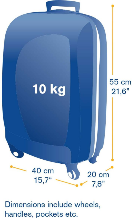 hand luggage size in cm