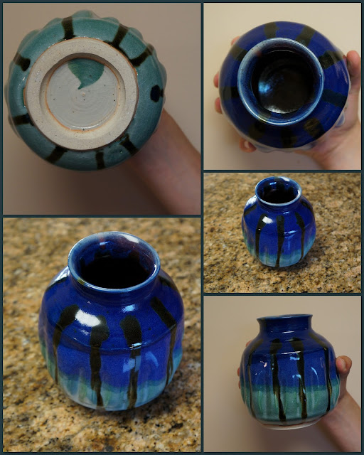 Colorful glazed pottery ceramic stoneware vase.