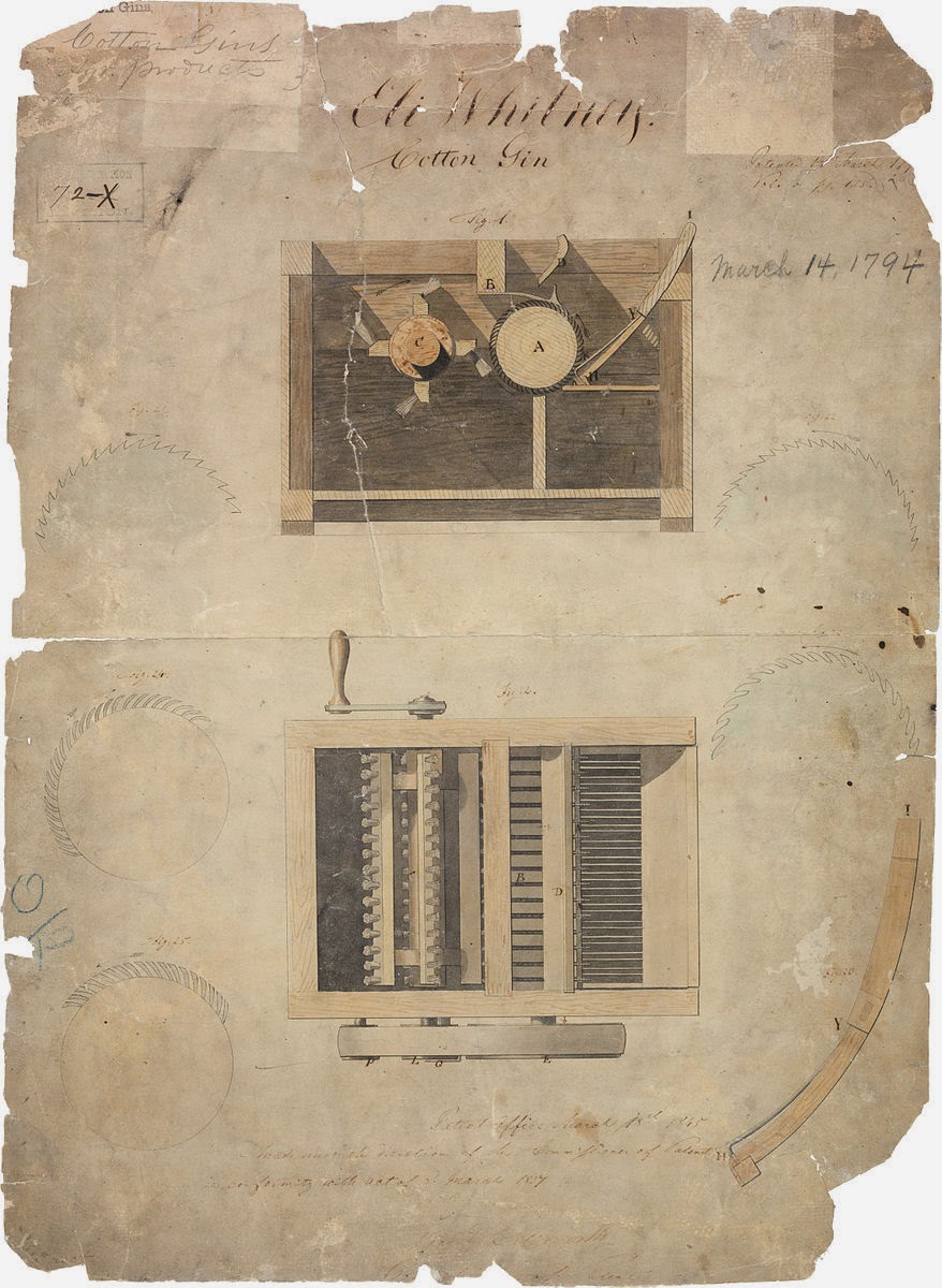 Cotton Gin Patent Eli Whitney 