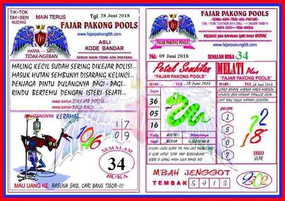 Kode Fajar Pakong Hari Ini