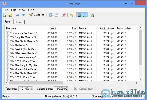PlayTime : pour connaître la durée totale de lecture de vos fichiers multimédia