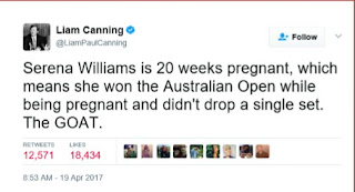 Liam Canning gave a very accurate description of Serena Williams pregnancy 