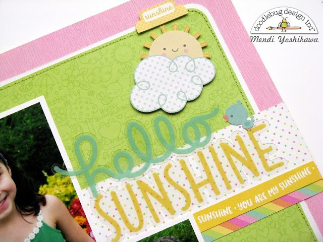 Doodlebug Design Spring Things Hello Sunshine Scrapbook Layout by Mendi Yoshikawa