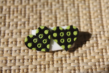 Retro black and green heart buttons