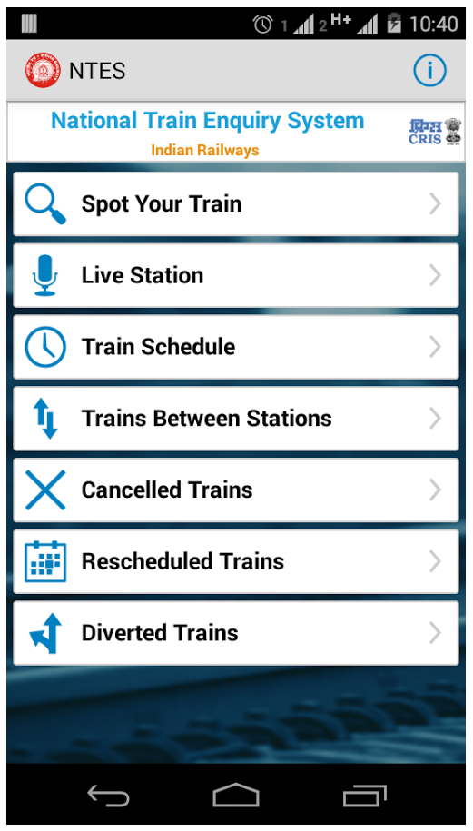 Train running status Android mobile app Download