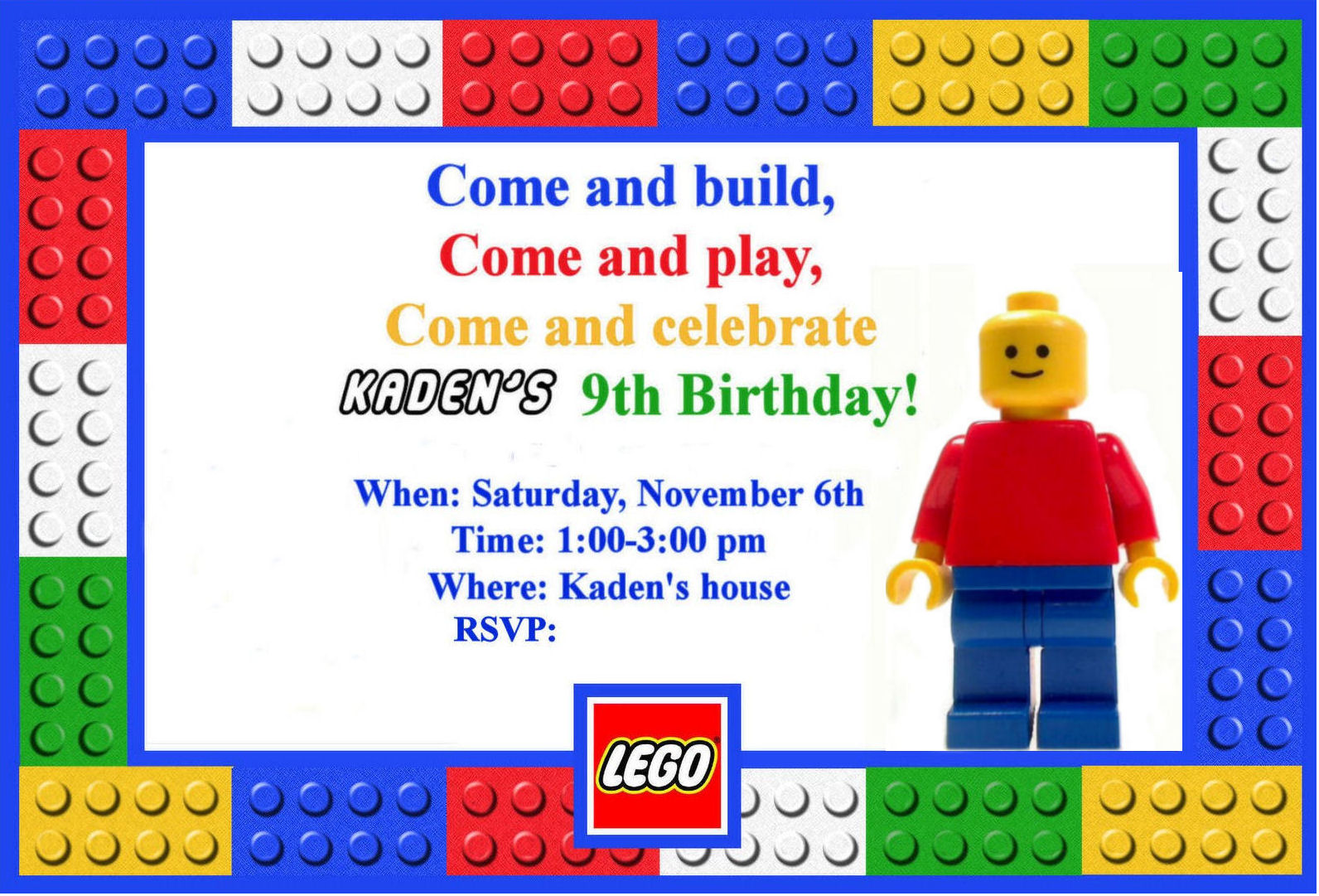 Printable Lego Birthday Invitations