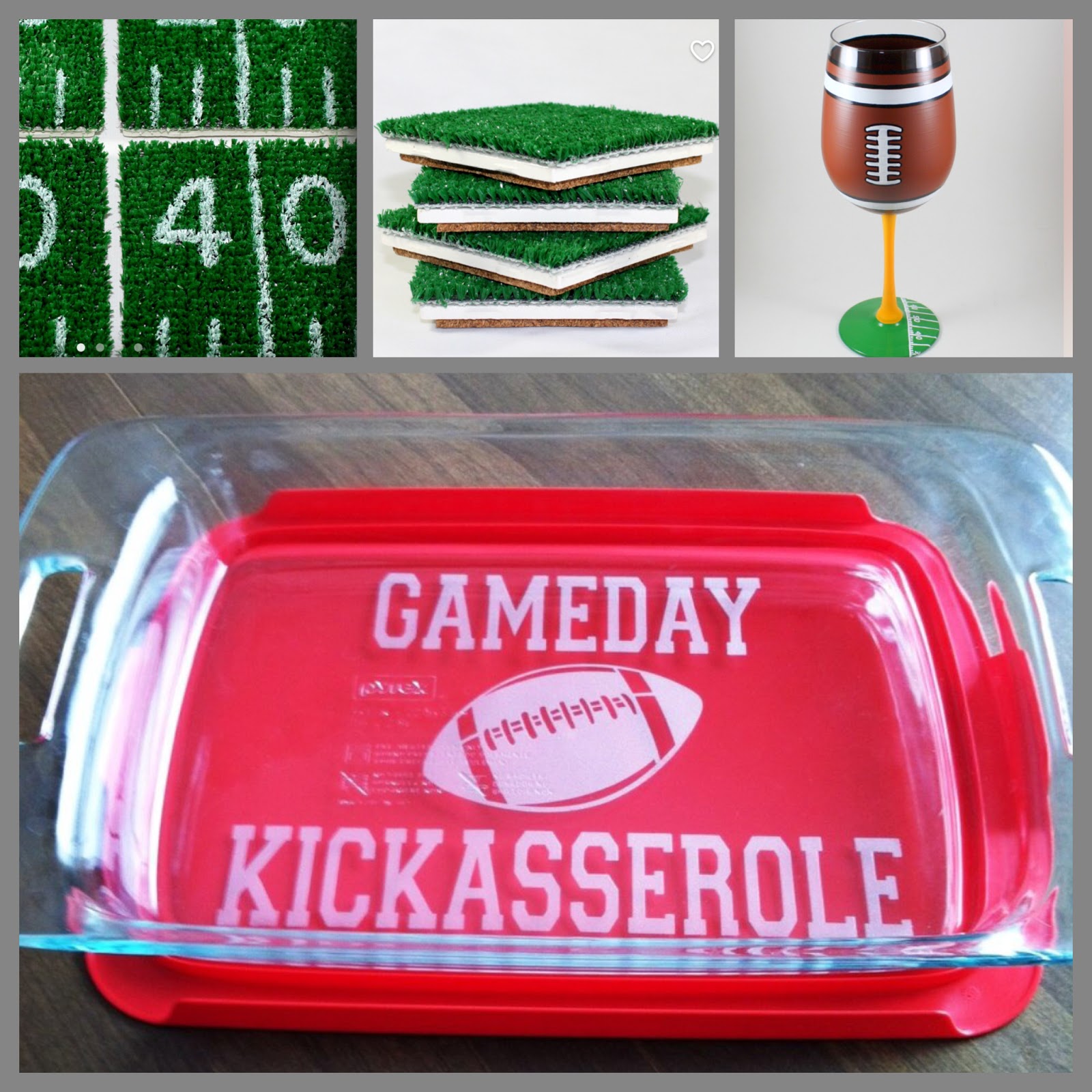 Gameday Kickasserole Etched Glass Pyrex Dish 8 X 8 Tailgating Party 2 Quart 
