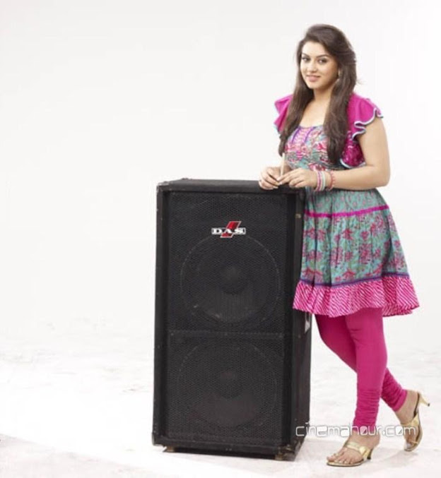Hansika motwani new photoshoot with speaker wearing pink frock suit and churidar. -  Hansika Motwani lovely photoshoot - pink churidar