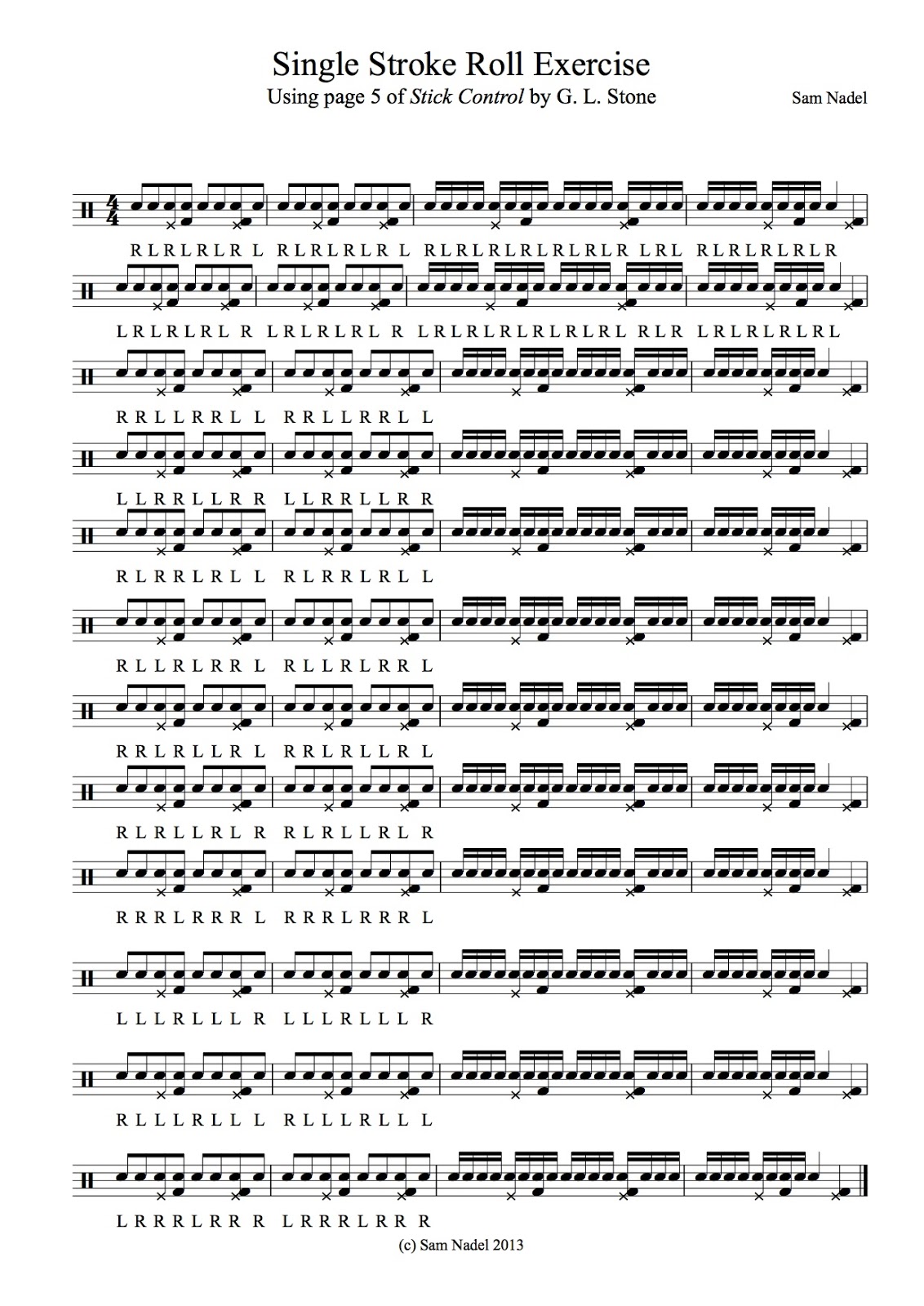 The Drum Blog 'Stick Control' Single Stroke Roll Exercise