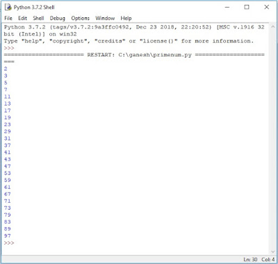 ICT For All Classes : Python program to print Prime numbers