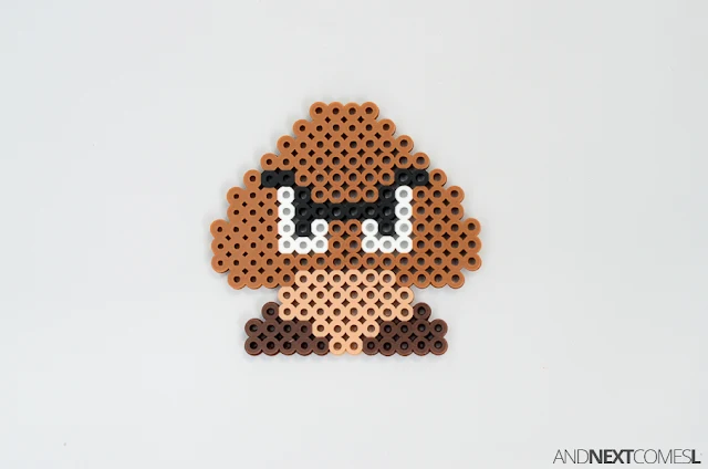 Super Mario World goomba perler bead craft from And Next Comes L