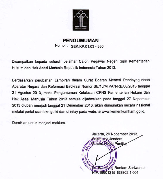 Penerimaan CPNS Kementrian Hukum dan HAM 2013KUMPULAN MAKALAH ILMIAH