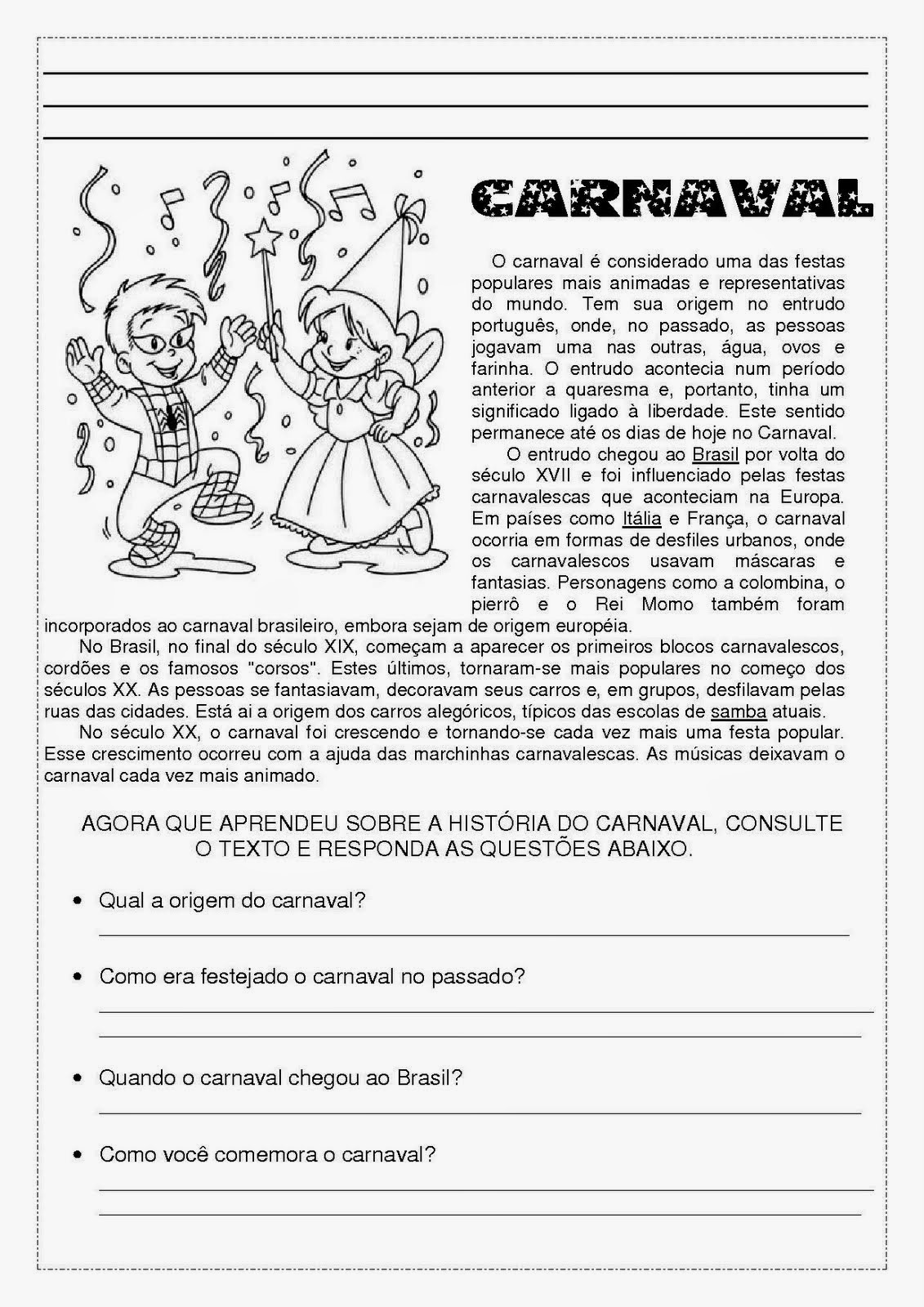 Atividades De Carnaval Para Ano