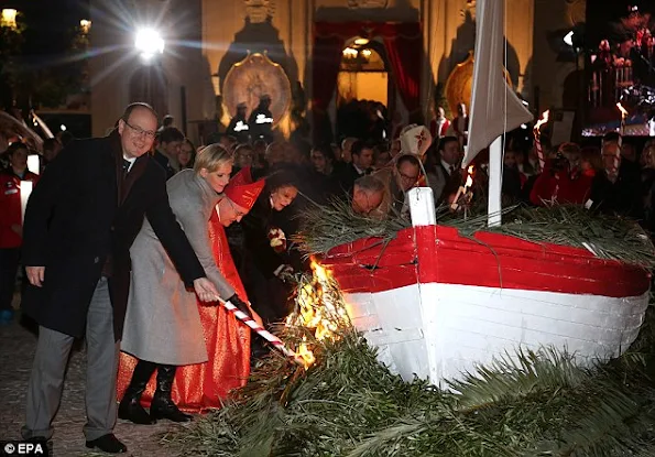  Prince Albert II of Monaco and Princess Charlene of Monaco attend the ceremony of the Sainte-Devote