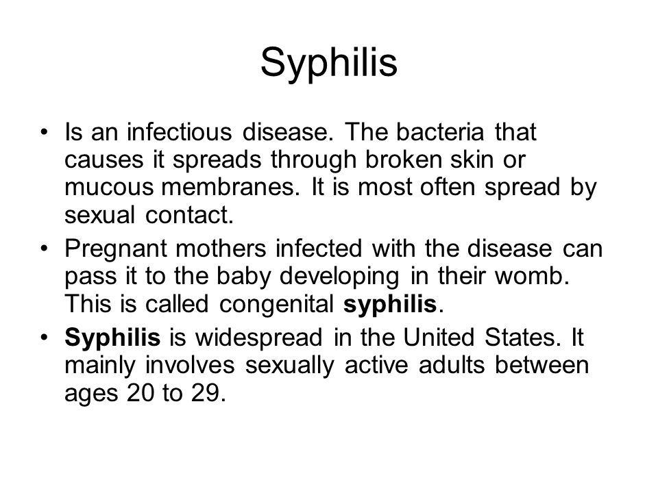 Syphilis Sexually transmitted diseases