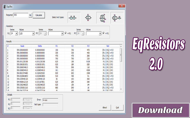 Download EqResistors 2.0 | Kalkulator / Info & Softwares Elektronika 