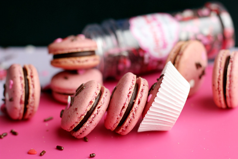 Dark Chocolate Raspberry Macarons - Confessions of a Confectionista