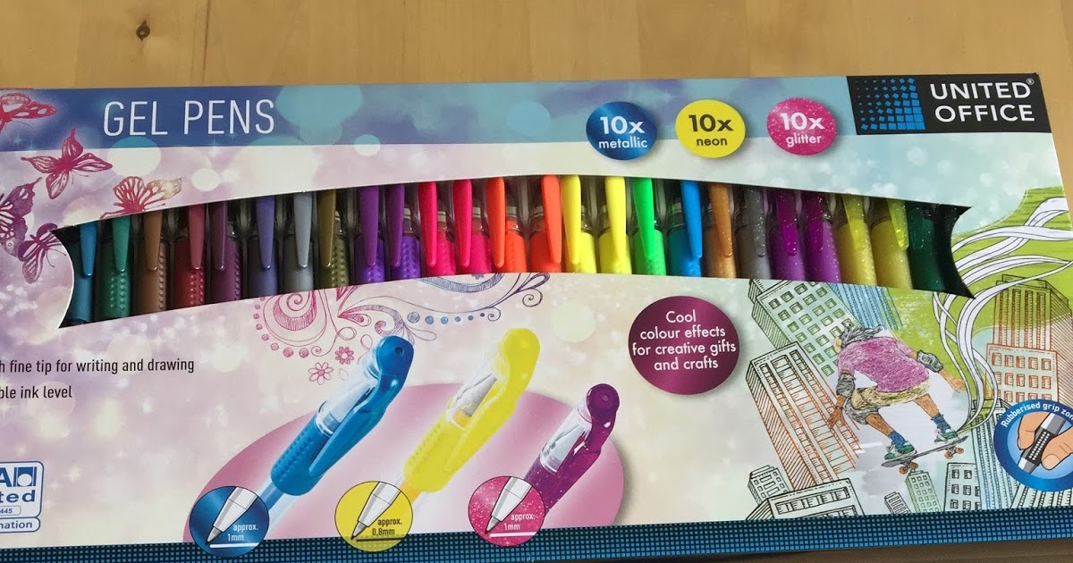 UNITED OFFICE 30 High Quality Gel Pens 10 metalic10 neon 10 glitter