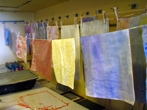 Paper dries on a line