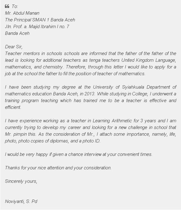 Contoh Surat Lamaran Kerja Dalam Bahasa Inggris Tulis Tangan