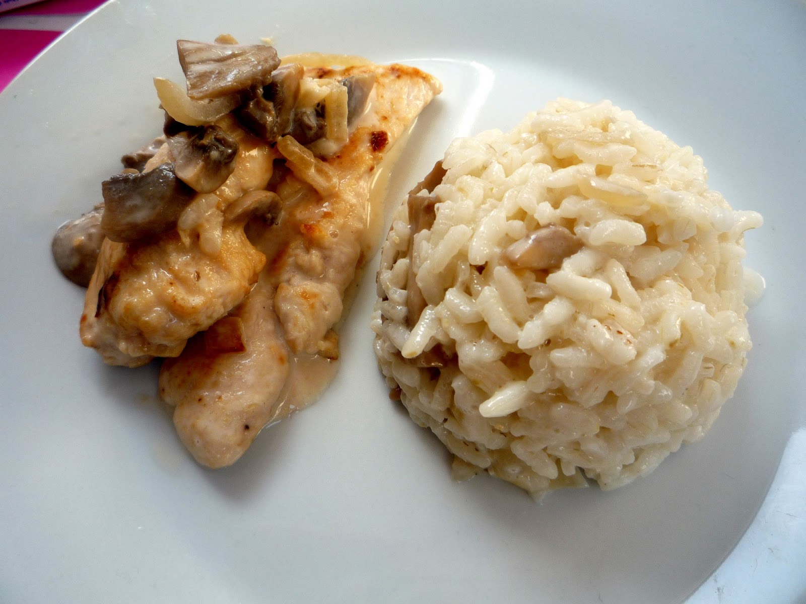La cuisine de Marine Escalope à la crème et risotto aux champignons