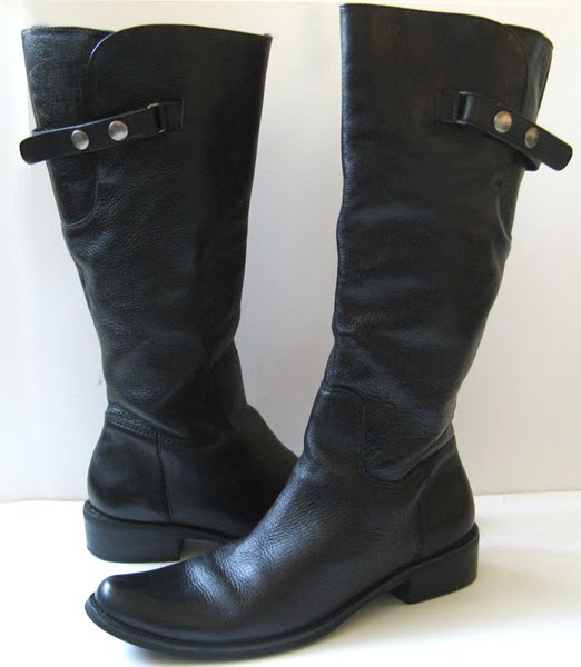 TALL BLACK LEATHER COWBOY RIDING BOOTS SIZE 9 9.5 MATISSE
