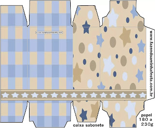 Estrellas Beige y Azul: Cajas para Imprimir Gratis. Estrellas Beige y Azul: Cajas para Imprimir Gratis.