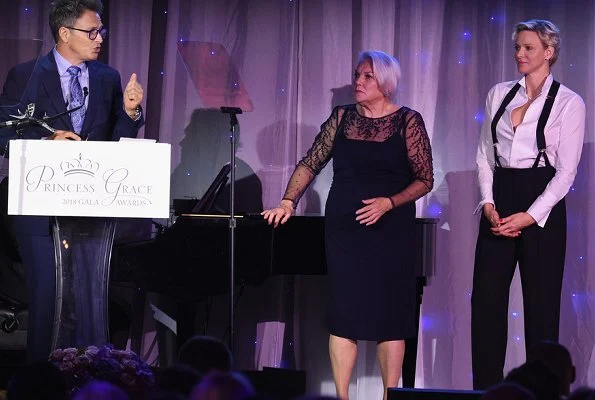 Princess Charlene and Pauline Ducruet attended 2018 Princess Grace Awards Gala at Cipriani in Broadway. Charlene wore Akris blazer