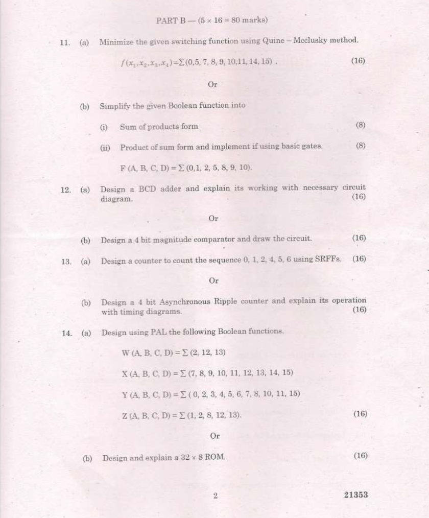 EC2203 Digital Electronics May June 2013 Question Paper University
