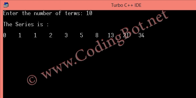 C Program To Generate Fibonacci Series - Coding Bot