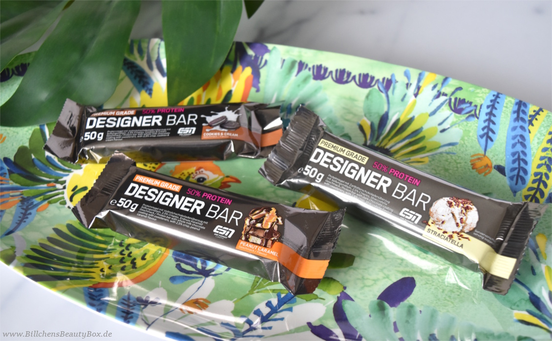 Protein Riegel Bar - Designer Bar ESN - Peanut Caramel, Cookies & Cream, Straciatella