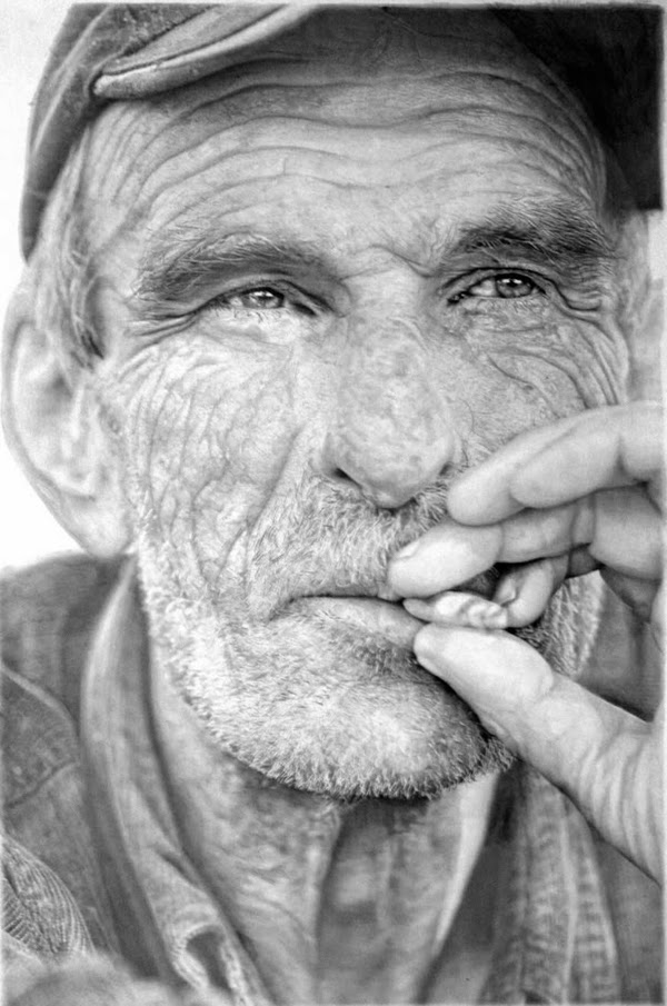 Pencil Art by Paul Cadden - Old Man