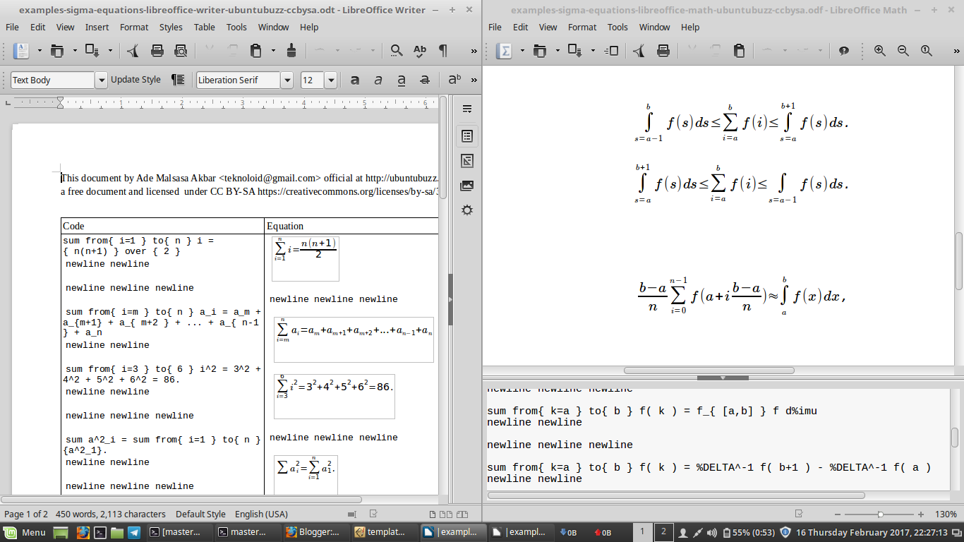 LibreOffice Math Sigma Equation Examples