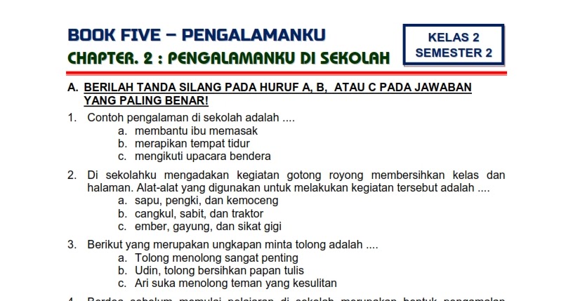Soal Latihan Tema 5 Kelas 2 Sd Semester 2 Ilmusosial Id