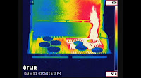 infrared images of grilling, flare-ups through infrared camera