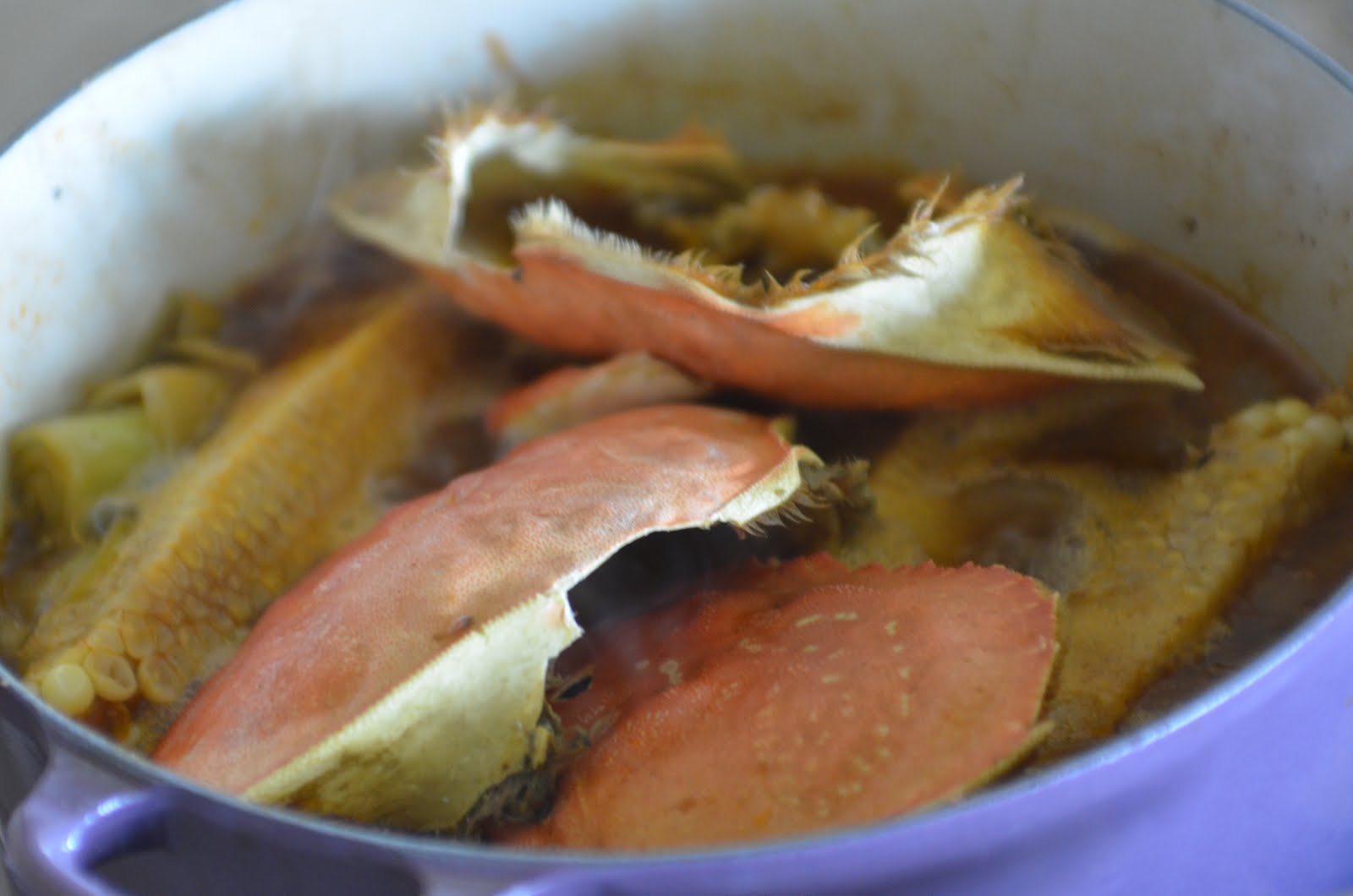 Navy Blue Kitchen Dungeness Crab and Corn Chowder with Cheddar Biscuits