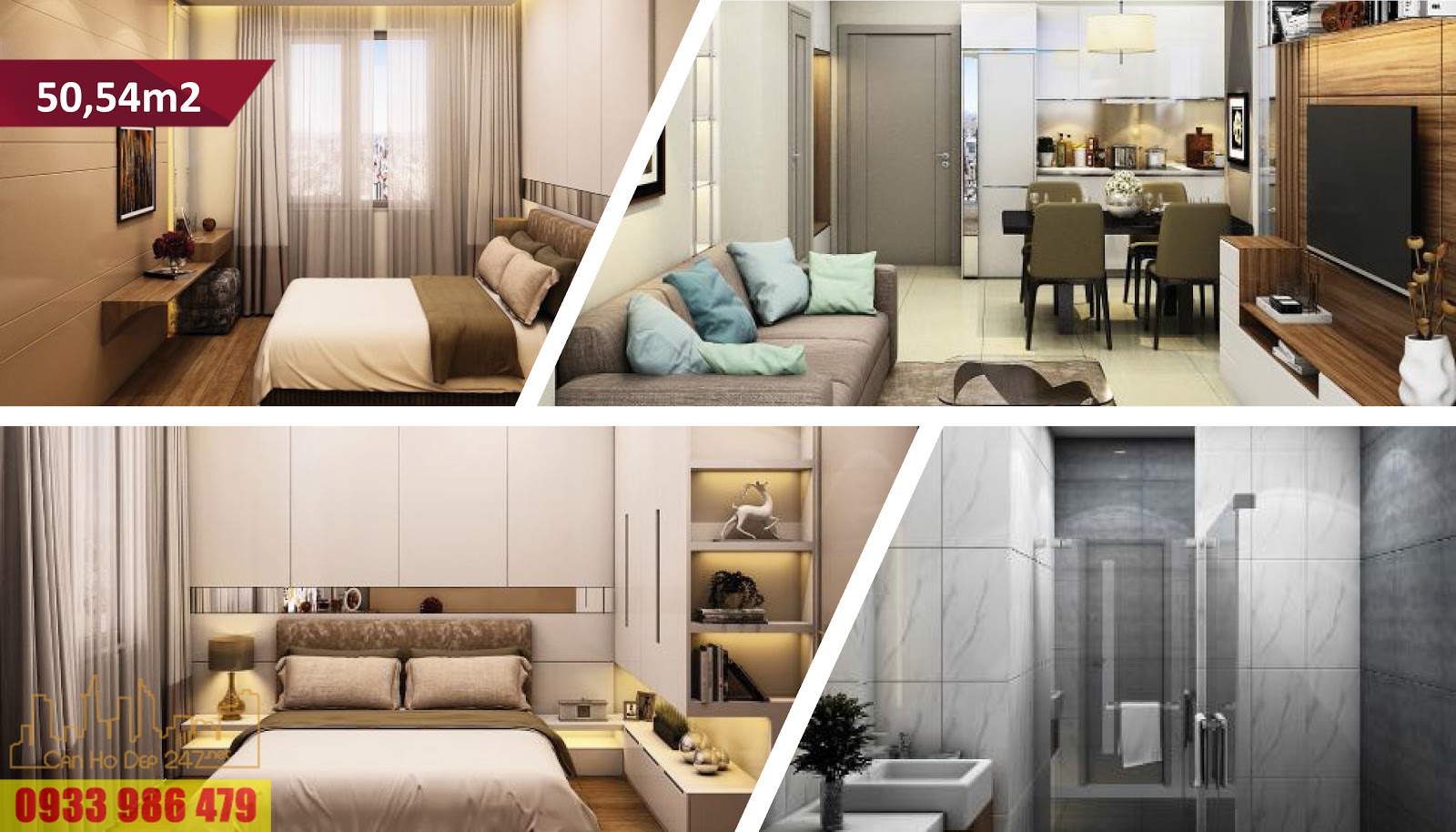 Nhà mẫu được xây dựng cho khách tham quan xem với diện tích của căn hộ loại nhỏ 50m2