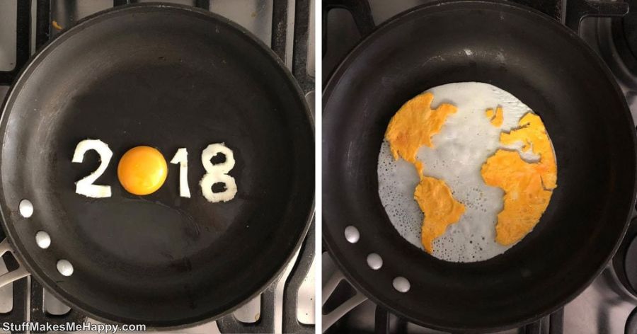 The Artist Decided That Just Cooking Eggs in the Morning Is Too Boring So He Turns Their Breakfast Eggs into the Most Outstanding Pan Art